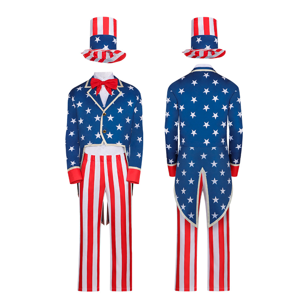 Ethnic Fashion Designer - Sam's Oom Volwassen Cosplaykostuum Onafhankelijkheidsdag Vlagontwerp