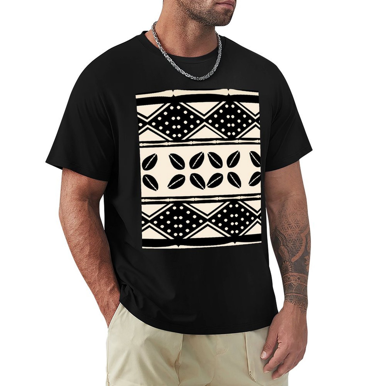 Mudcloth Print Top - Afrikaans abstract modderdoekpatroon T-shirt, dagelijks casual