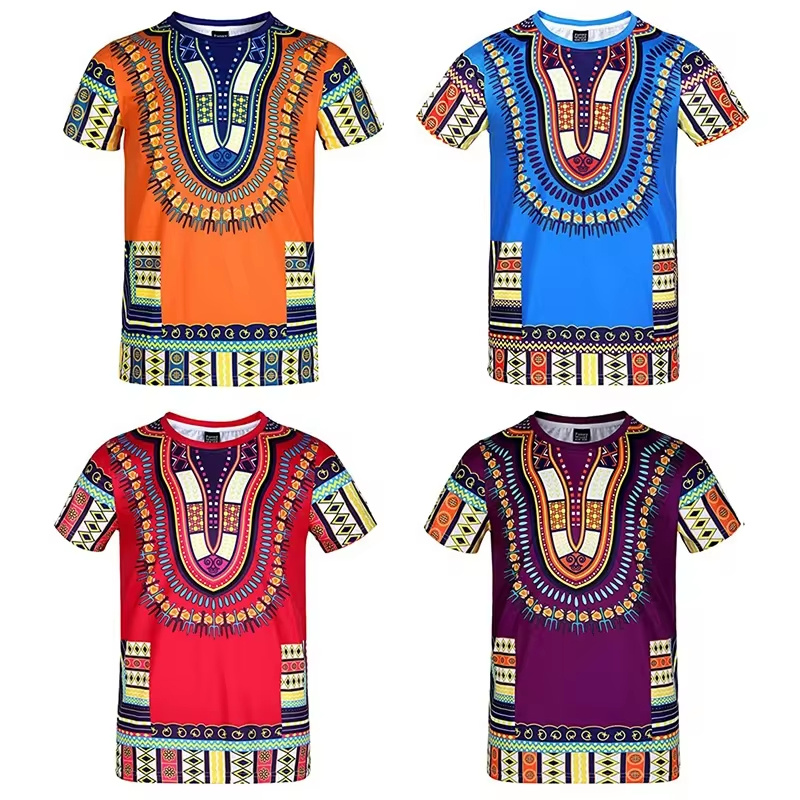 Dashiki Shirt Men - Zomer Harajuku 3D Print Afrikaanse Dashiki