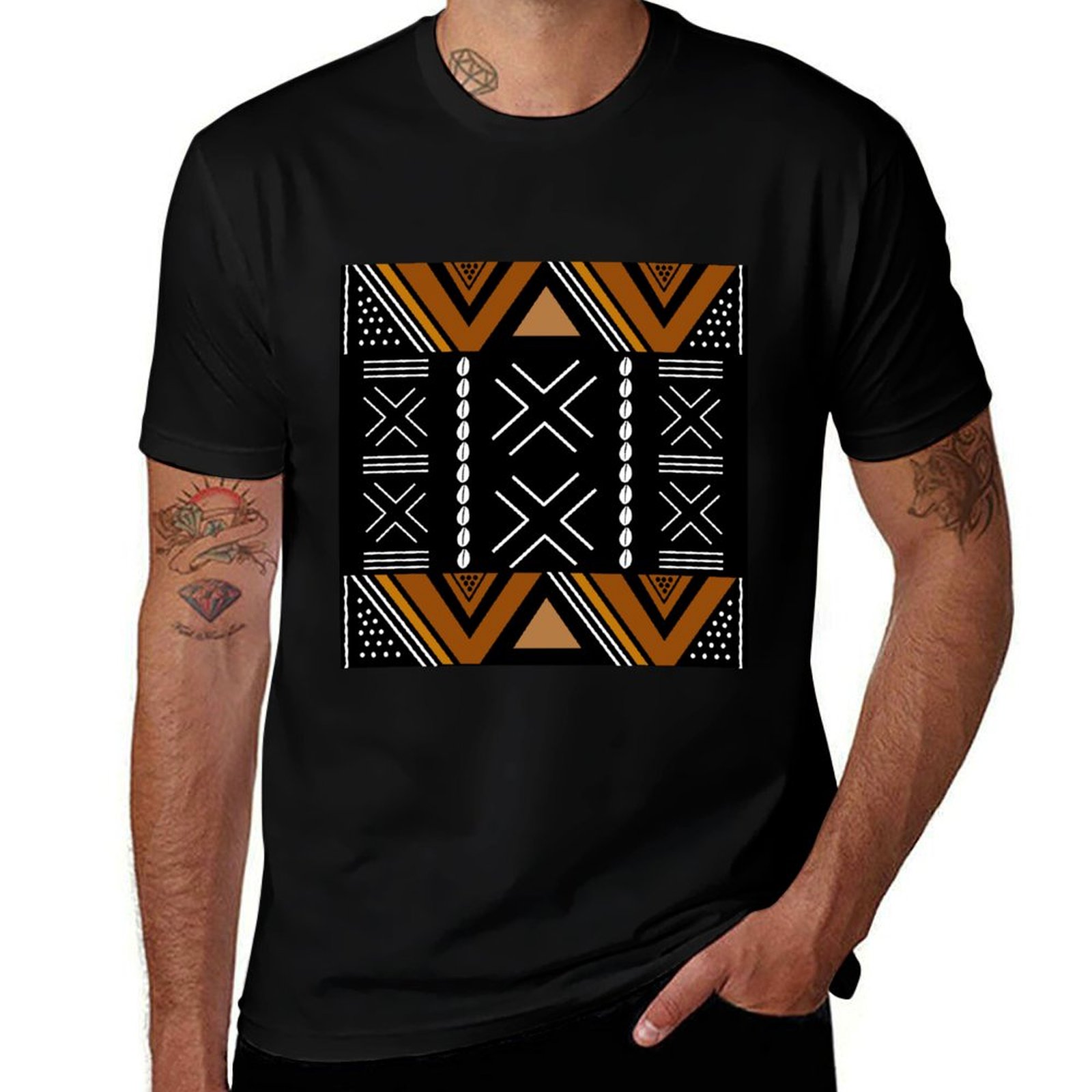 Mudcloth Print Top - Afrikaans modderdoek Bogolan Design T-shirt groot