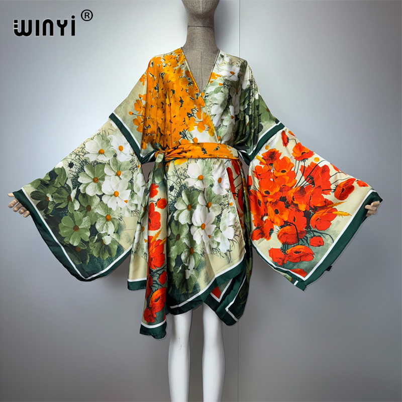 Kaftan Women Boho - WINYI zomer kimonosilk gevoel korte vest