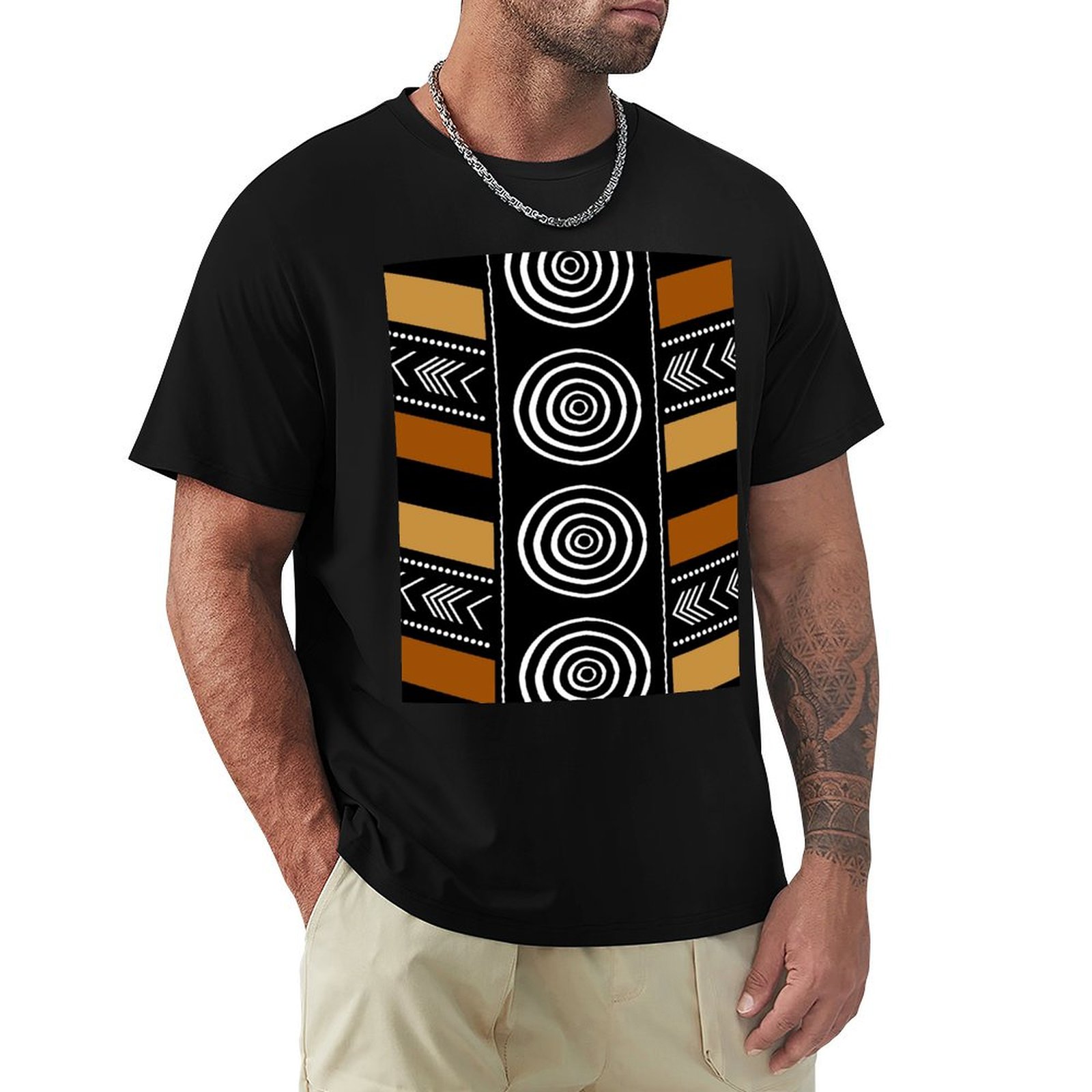 Mudcloth Print Top - Afrikaans modderdoek kunstwerk T-shirt met eenvoudig