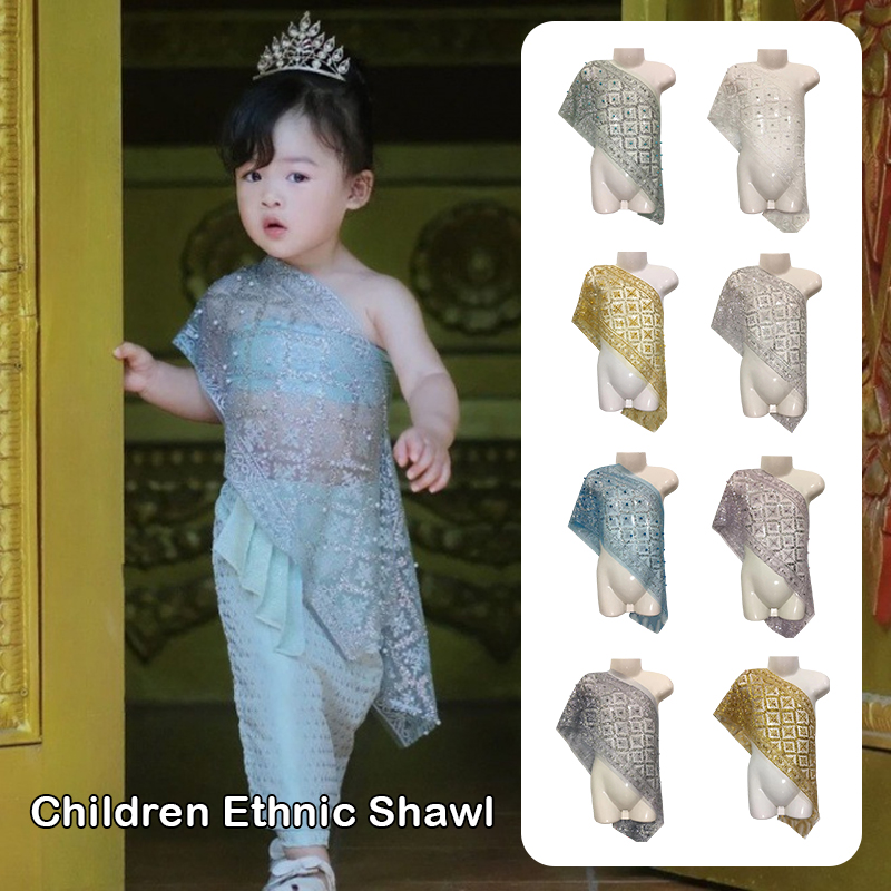Batik Sarong Wrap - Thais traditioneel kostuum kinderen kralen kanten