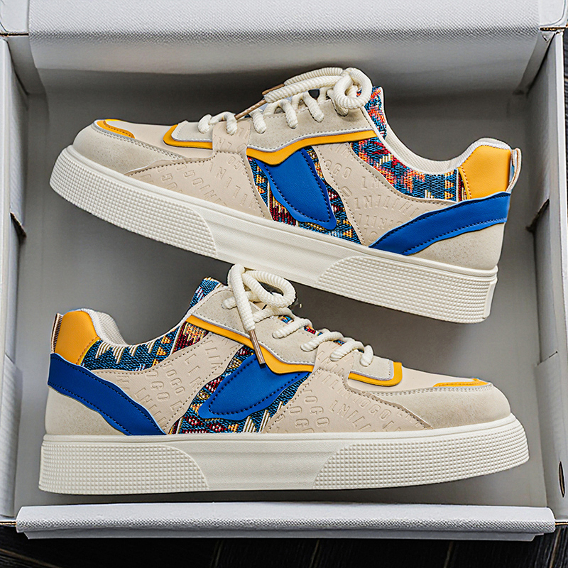 Ethnic Fashion Men - Vintage patchwork platform sneakers voor heren