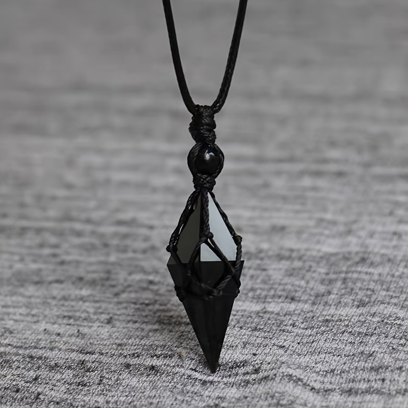 Ethnic Fashion Show - Zwarte Obsidiaan Pijlpunt Kristal Hanger Ketting