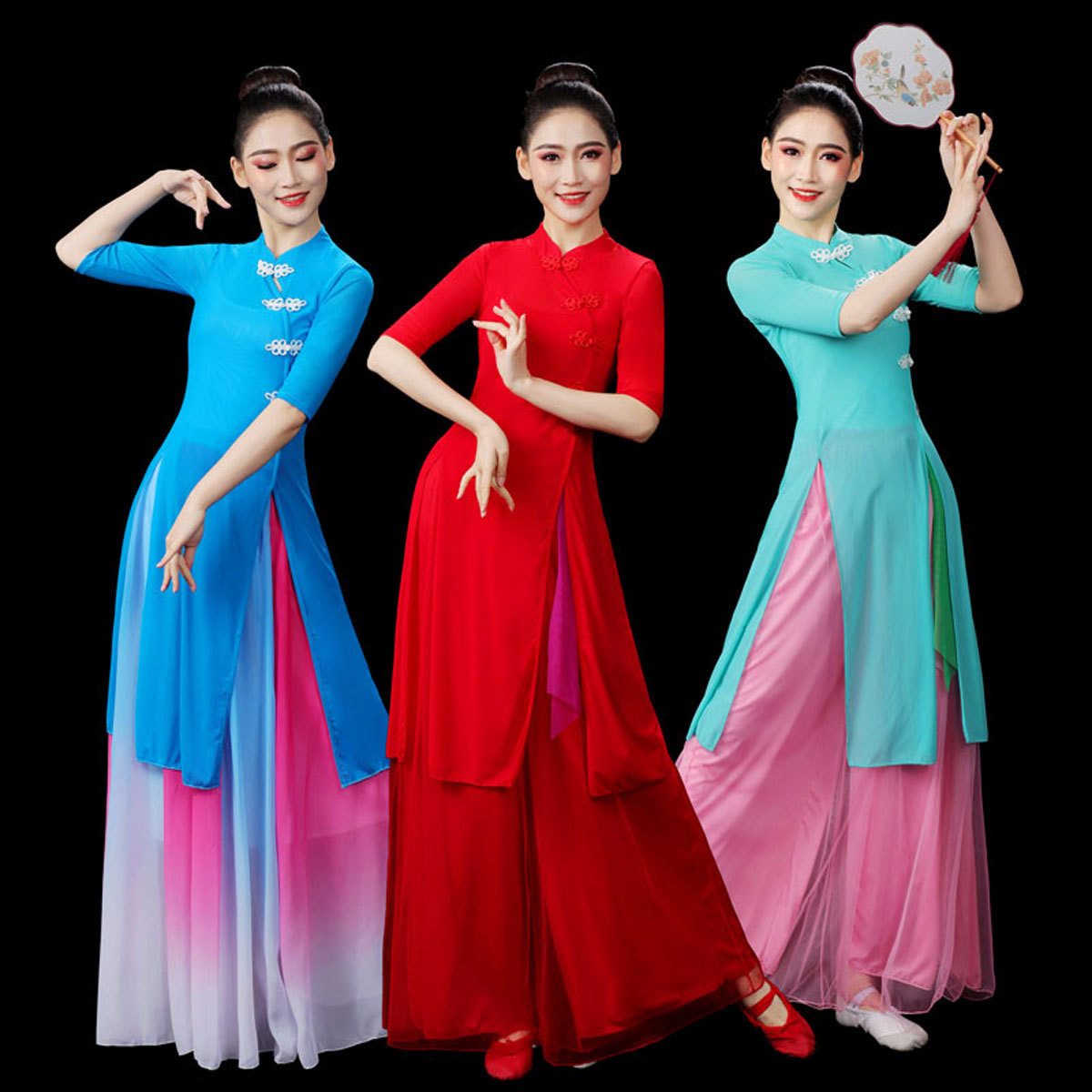 Ethnic Fashion Show - Klassiek dansvoorstellingkostuum voor dames, Cheongsam-broekenset in