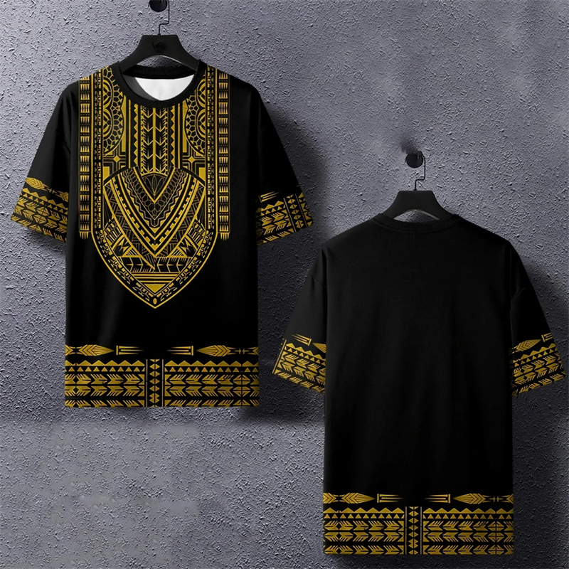 Dashiki Shirt Men - Zomer Harajuku 3d Bedrukte Etnische Afrikaanse