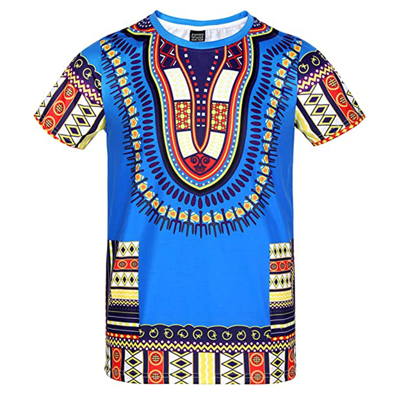 Zomer Harajuku 3D Print Afrika - Dashiki Shirt Men recensie en prijs