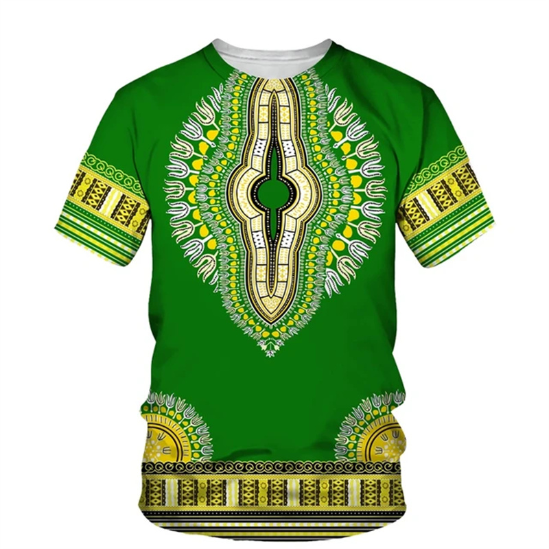 Zomer Harajuku 3D Print Afrika - Dashiki Shirt Men recensie en prijs