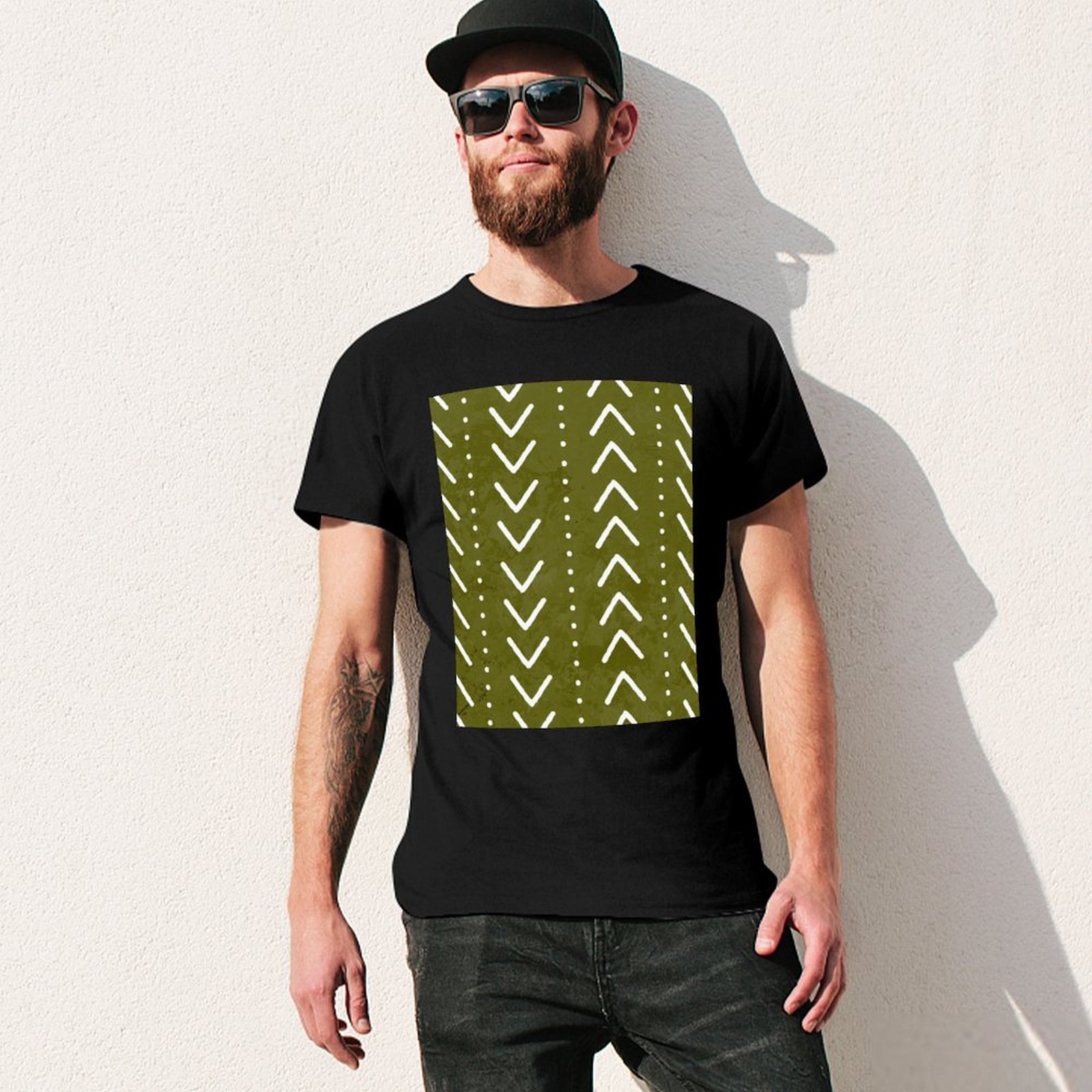 Olijfgroen T-shirt met modderd - Mudcloth Print Top recensie en prijs