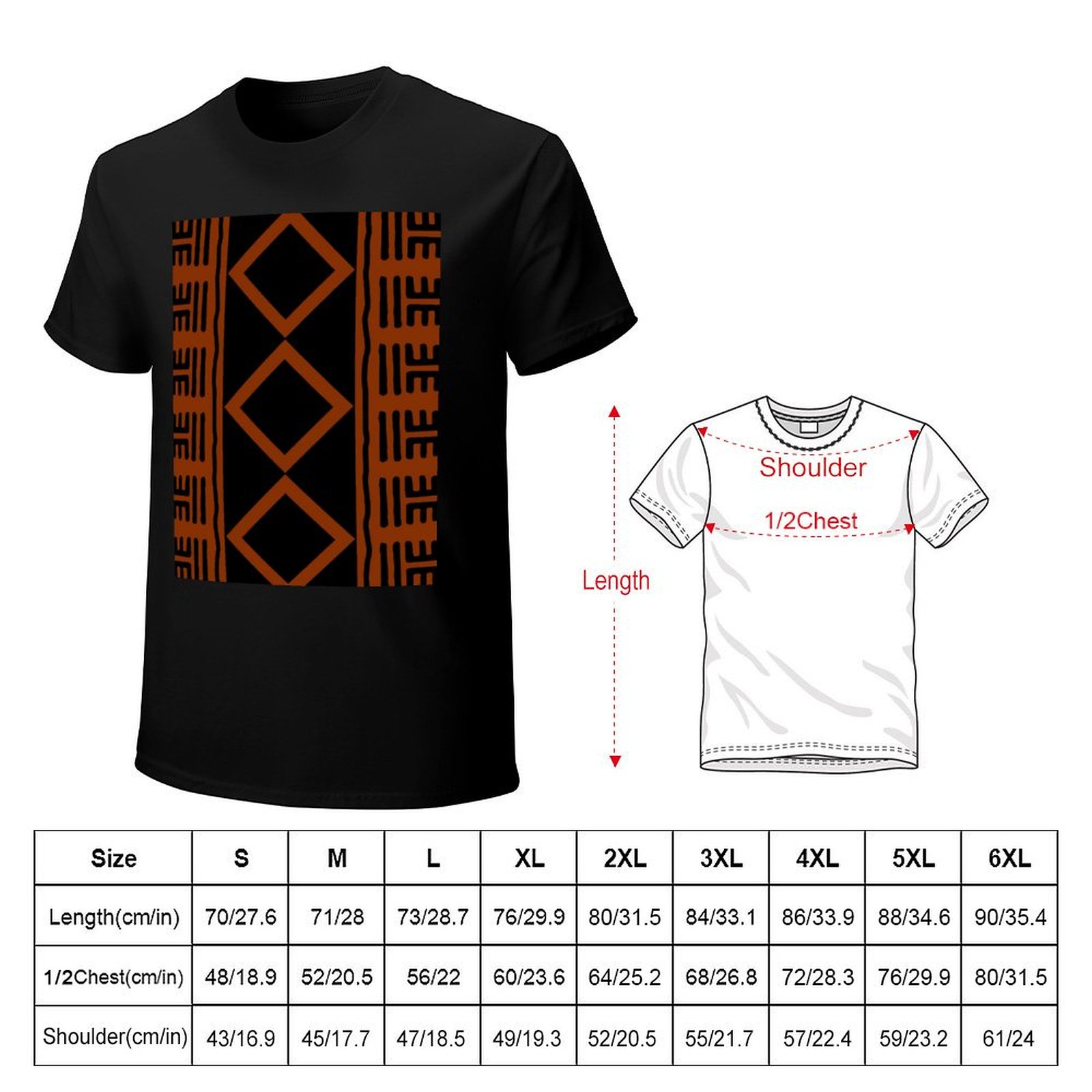 Roestkleurig Afrikaans modderd - Mudcloth Print Top recensie en prijs